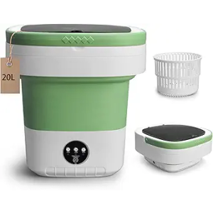 Portable Mini Washing Machine, 20L Upgraded Foldable Washer with Spin Basket, 3 Modes Deep Cleaning for Baby Clothes, Underwear & Socks, Perfect for Apartment, Dorm, Hotel, Travel & Camping