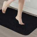 Soft Microfiber Bathroom Rugs, 24 x 16 Inches Non Slip Bath Mat for Door, Bathroom & Bedroom with Water Absorbent, Machine Washable (Black)