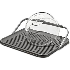 OXO Good Grips Compact Drying Rack with Dish Rest, Ideal for Small Kitchens, 17 in x 14 in, Rustproof Aluminum, Non-Slip Feet, Folds Flat, Dish Dryer, Drying Mat