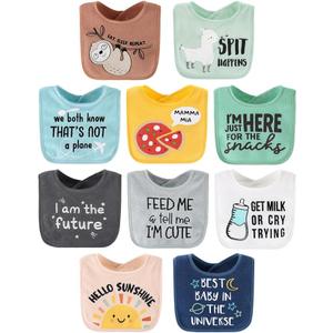 The Peanutshell Baby Boy or Girl Terry Bibs Set of 10-100% Cotton, Soft, Absorbent Baby Bibs, Unisex Toddler Boy or Girl Set, Newborn & Infant - Sunshine