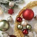 42 Pcs Christmas Ball Ornaments Set Burgundy Army Green Champagne Shatterproof Christmas Tree Decorations Glittering Decorative Hanging Ornament Bulk for Xmas Tree Wreath and Holiday Party Decor