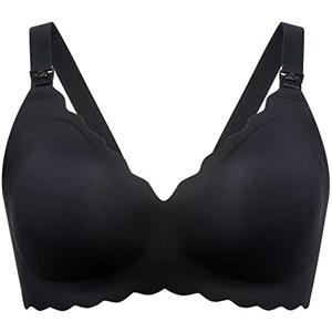 Momcozy Nursing Bras for Breastfeeding, Seamless Pregnancy Maternity Bra Wireless Classic Jelly Strip Support Nursing Bra L