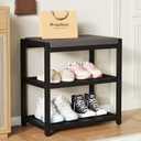 ZHOOGE Small Shoe Bench Shoe Rack Storage Bench Entryway Bench Shoe Shelf with Seat Cushion, Stable Shoe Organizer for Entryway, Living Room, Bench Seat Holds Up to 300 lb, (17"x 10"x 16", L x W x H)