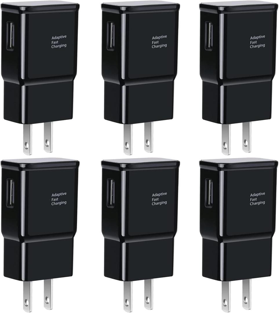 6-Pack USB Charger Fast Charging Block, Android Phone Rapid USB Wall Charger Compatible with Samsung Galaxy S21/S20/S10/S10e/S10 Plus/S9/S9 Plus/S8/S8 Plus/S7/S6/Note 10/Note 9/Note 8,LG,HTC iPhone