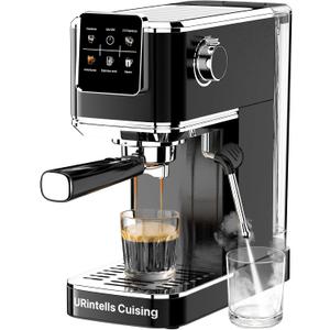Espresso Machine 20 Bar,Touch Screen Espresso Maker with Steam Milk Frother,Stainless Steel Coffee Machine for Cappuccino Latte Americano Cold Brew,1350W Fast Heat Up System,Black