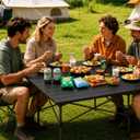 Byliable Folding Camping Square Table, Portable Aluminum for Outdoor, Black, 27.6"L x 27.6"W x "H