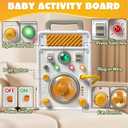 Montessori Toy Busy Board for 1 Year Old, Airplane Essential Travel Toys Roadtrip Activities for Toddler Boy Toy Educational LED Light Switch Learning Activity Sensory Board for Toddler 1-3 Girl Gift, 7.9 x 4.7 x 1.2 inches