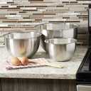 Home Basics 3 Piece Stainless Steel Nesting Mixing Bowls | Measurements on Inside | 48 oz. 96 oz. 160 oz. Sizing | High Sides for Easy Mixing