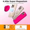 Magnetic Phone Ring Grip Holder, Silicone Finger Loop Grip, Compatible with MasSafe, Back of Phone for iPhone Pro Max/Plus/16/15/15/14/13/12 Series, Neon Pink
