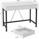 CAIYUN 40Inch Computer Desk with 2 Wooden Drawers, Small Desks for Home Office with Storage,Vanity Desk for Bedroom, Gaming Desk for Small Spaces, Simple Kids Study Writing Desk Table (White, Wooden), 39 Inch