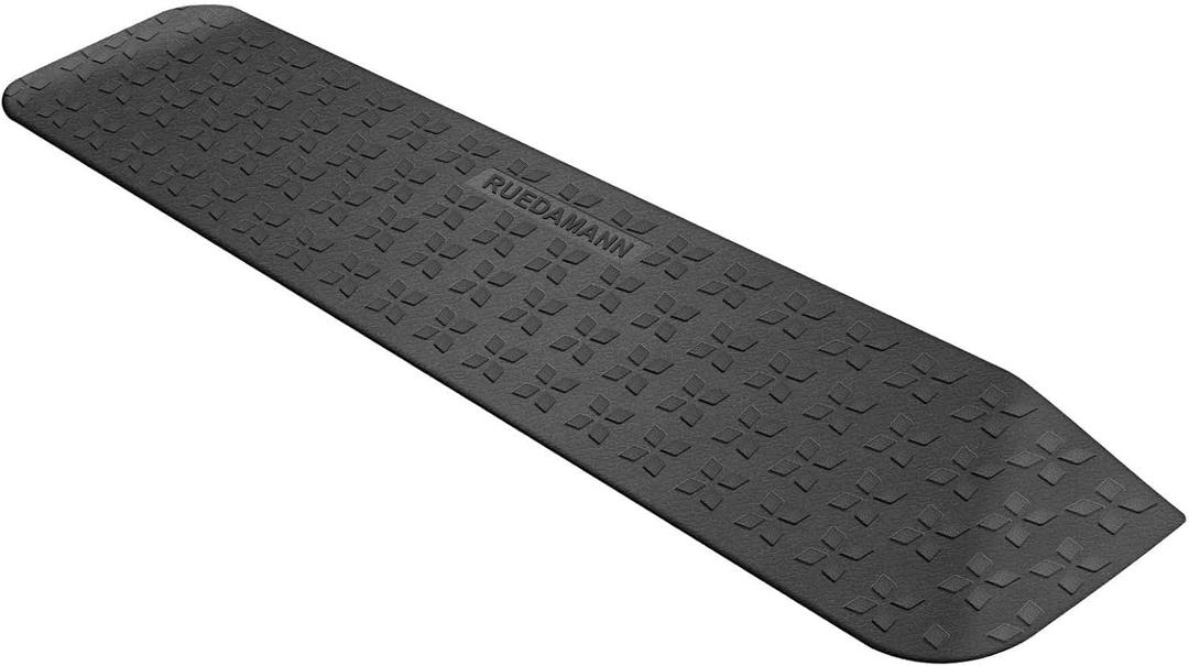 Ruedamann 2" Rise Rubber Threshold Ramp, 42.9" Wide Wheelchair Ramp, 2200 Lbs Capacity, Entry Ramp, Curb Ramp with Non-Slip Surface, for Wheelchairs, Scooter, Power Chairs, Driveways