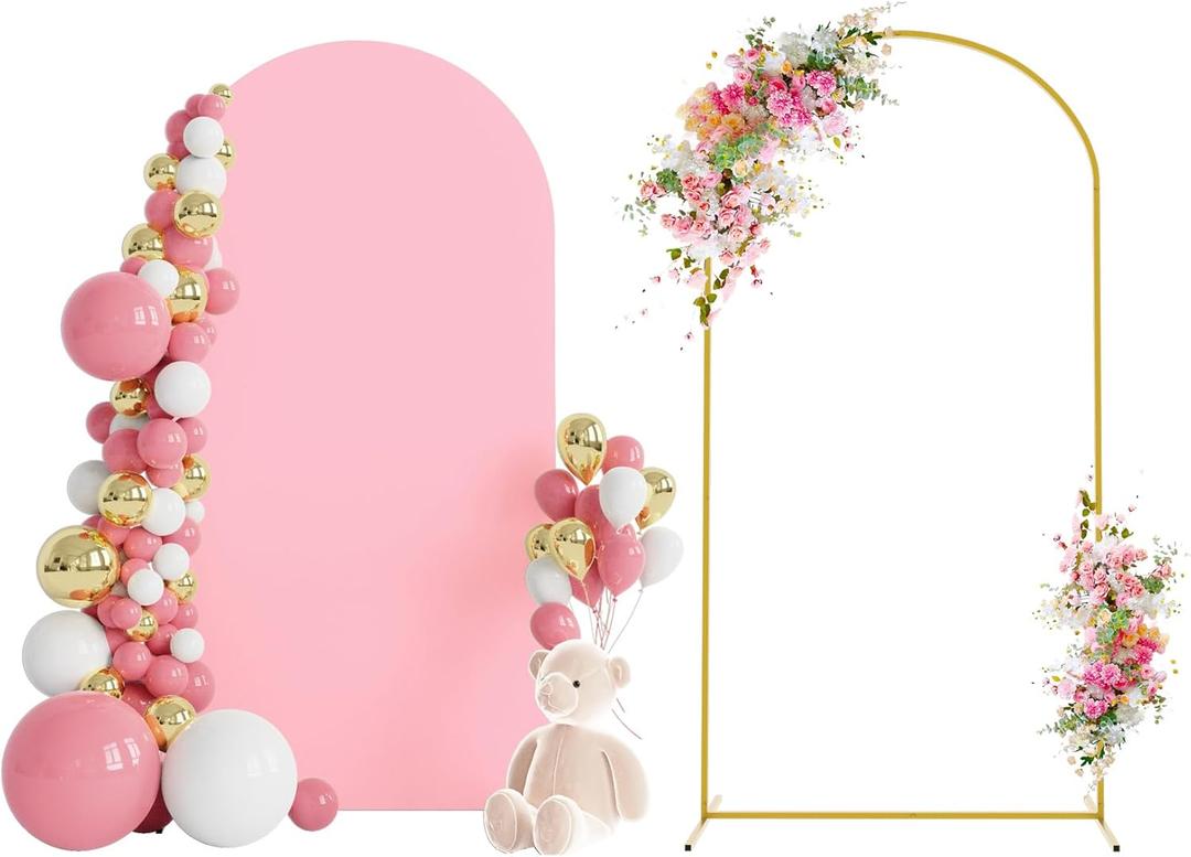 Wokceer 6.6 FT Wedding Arch Stand, Metal Arch Stand for Birthday Party Wedding Ceremony Bridal Baby Shower Event Decor, DoorCover 