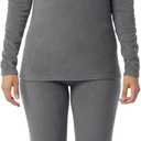Fruit of the Loom Women's Stretch Fleece Lined Thermal Long Johns Underwear Set (Large, Dark Grey)