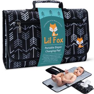 Portable Changing Pad - Waterproof Travel Baby Diaper Changing Pad, Mat Foldable, Wipes Pocket, Gifts (Grey Arrows)
