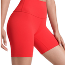 CRZ YOGA ButterLuxe Biker Shorts 6" - High Waisted Workout Running Volleyball Spandex Yoga Womens, Red, Size S