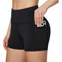 POSHDIVAH Women's Creamluxe Biker Shorts-6"/8" High Waisted Drawstring Running Gym Volleyball Yoga Workout Shorts, Size L