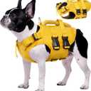 Kuoser Dog Life Jacket High Flotation, Reflective Dogs Life Vest for Swimming Boating, Adjustable Small Medium Large Dog lifejacket, Lightweight Dogs Life Preserver Rescue Handle Spring Summer Pool (Small (Chest Girth:16.9-21.3''), Yellow New)