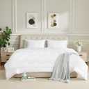 Duvet Insert Cotton Comforter Queen Size White Down Alternative Duvet Insert 100% Cotton Shell Quilted Fluffy Comforter Lightweight All Season 4 Corner Tabs Durable Breathable Noiseless
