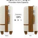 Joyway Carry On Luggage 20 Inch Expandable Suitcase with Spinner Wheel, 4 Piece Hard Shell Luggage Set with TSA Lock(White brown)