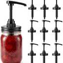 10 Pcs Mason Jar Syrup Dispenser Pump Lids, Coffee Syrup Dispenser for Regular Mouth Mason Jars with Labels Rustproof Food Grade Plastic Honey Pump for Honey Liquid Condiments Coffee Glaze