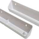 Bueyfolt 14" Kitchen Sink Front Tip-Out Accessory Trays with Mounting Screws, White, 2 Pack (Conventional Open Tray and Accessory Tray with Ring Holder and Soap Dish) 