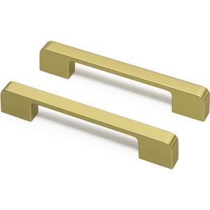 Rergy Cabinet Pulls Kitchen Handles for Cabinets, 10Pack Bronze Gold 5inch Hole Center, Square Drawer Hardware Zinc Alloy Dresser Handle for Cupboard