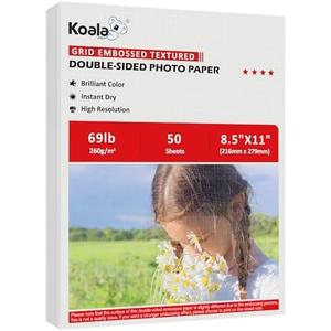 Koala Thick Grid Embossed Textured Double-sided Photo Paper 8.5x11 Inches 69LB Heavyweight 50sheets 260GSM Compatible with Inkjet Printer