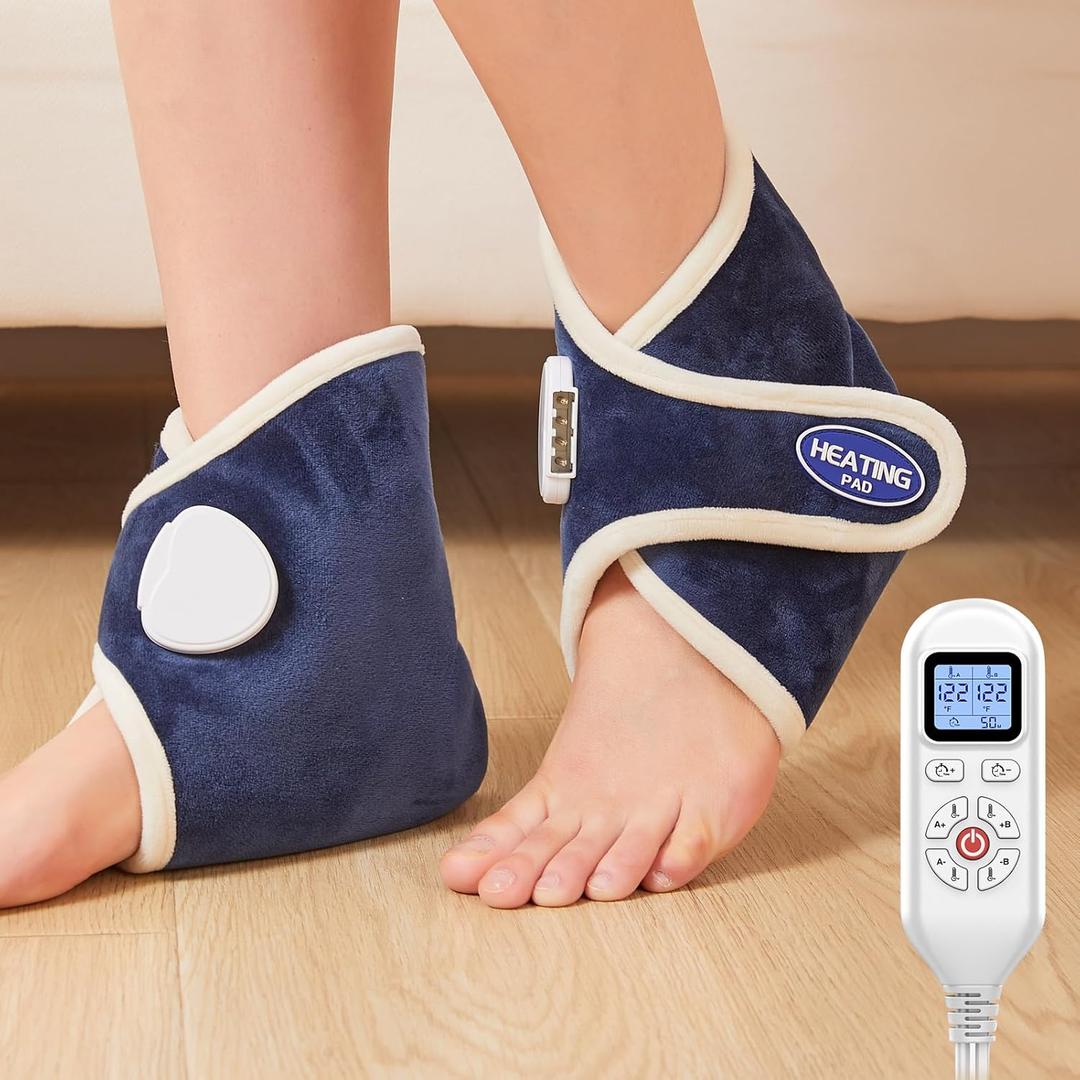 JOBYNA 2 Pack Heated Ankle Wrap for Ankle Pain Relief, Deep-Penetrating Electric Feet Warmers for Women and Men, 86-158 & Auto Shut Off