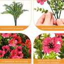 Artificial Faux Plants Flowers Outdoor Decoration,16 Bundles Fake Silk Colorful Daisy Eucalyptus Realistic UV Resistant for Outside Home Planter Porch Patio Yard Decor (Mix Purple Pink Yellow Red)