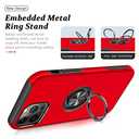 PELEPUES Shockproof Case for iPhone 15 Pro Max, [Embedded Finger Ring] Military Grade Phone Case Cover with Reinforced Metal Stand Kickstand [Support Magnetic Car Holder] for iPhone 15 6.7'', Red