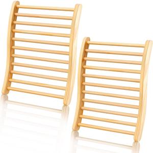Mudder 2 Pack Sauna Backrest Infrared Wooden Sauna Accessories Backrest Slip-Resistant Cedar Ergonomic Sauna Backrest Sauna Chair with Back Universal for Barrel or Infrared Sauna Resting