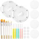 Cookie Decorating Supplies Including 2Pcs Acrylic Cookie Turntable 6Pcs Cookie Scribe Needle 4Pcs Silicone Mesh Mats 6Pcs Cookie Decoration Brushes 8Pcs Rubber Feet Bumpers