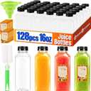 128 Pack 16 oz Reusable Plastic Juice Bottles,Clear Juice Bottles with Caps