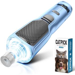 7-Speed Dog & Cat Nail Grinder with Light - Ring LED Safe to Avoid Overcut, Quiet Low Vibration & Powerful Fast, Cordless Rechargeable Toenail Trimmer for Small & Large Puppy & Breeds Paws(Blue)