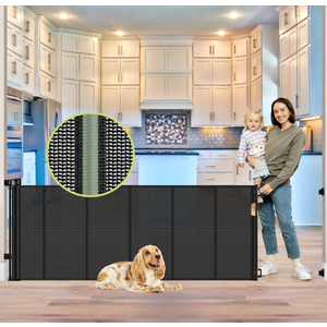 Reinforced 80 Inch Retractable Baby Gate Extra Wide Baby Gate for Wide Openings, Indoor/Outdoor Retractable Dog Gate for Doorway, Mesh Dog Gate Indoor Prevent Babies/Pets from Crawling Under, Black