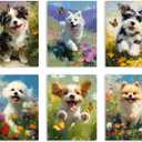 MUSM Colorful Dog Wall Art 3D Textured Impressionist Animal Printing for Kids Room Bedroom Livingroom Office Abstract Artwork Homedecor 8x10 Unframed