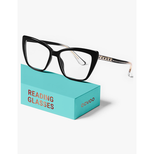 CCVOO Trendy Reading Glasses for Women, Oversized Blue Light Readers, Cheaters Eyeglasses, Stylish Square Cat Eye Glasses