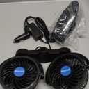 12V Car Fan, Adjustable 4 Inches Dual Head Car Clip Fan for Front/Rear Seat Passenger, 360 Rotatable Cars Fans with Stepless Speed Regulation for Car/Vehicle SUV, RV