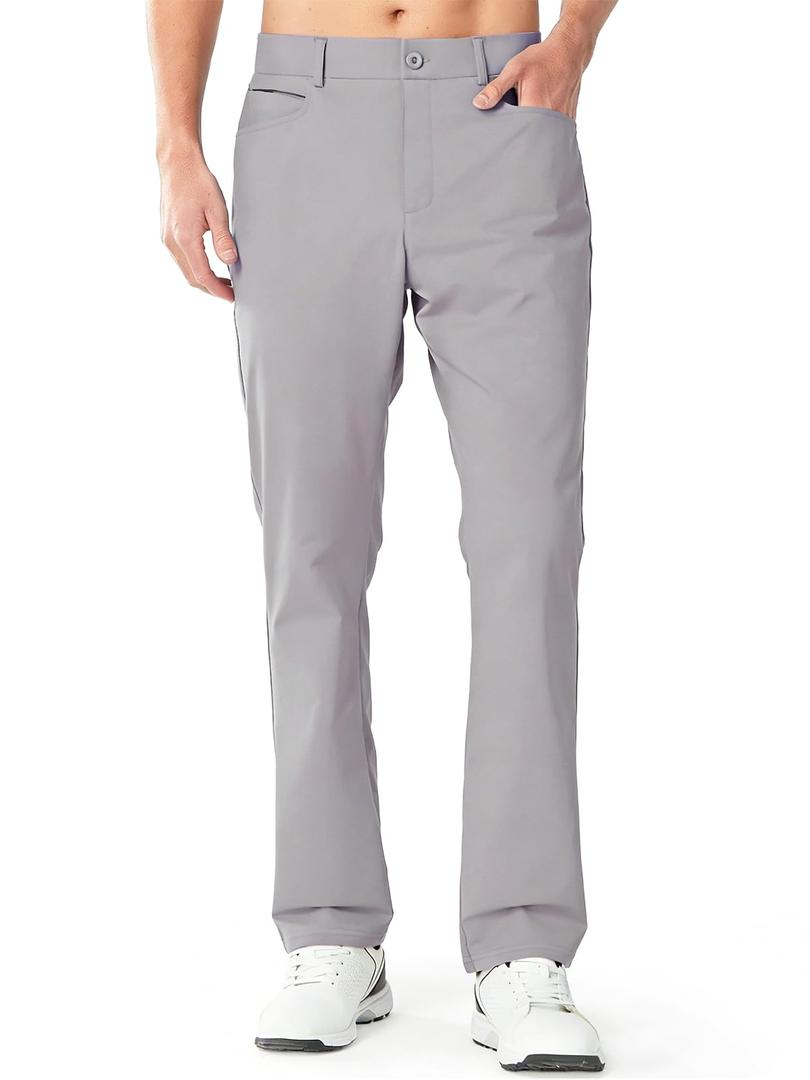 ALLZERO Men's Stretch Golf Pants Quick Dry Lightweight 30"/32"/34" Work Dress Pants Casual Comfy Trousers with Pockets LIGHTGREY-32W34L (Gray, L)