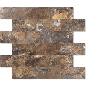 2026 New Upgrade Peel and Stick Backsplash Tile, Peel and Stick 11.34" X 11.57" Wall Tile for Kitchen, Bathroom, Fireplace, Laundry (Brown Stone Rock, 10 Packs)