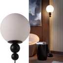 Modern Floor Lamps for Living Room, Globe Glass Shade Floor lamp for Bedroom, Standing lamp for Office, Corner(Black)