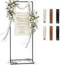 WEDORA Wedding Welcome Sign Stand, 79" Extra-Tall Height - Black Metal Sign Holder with 6 Leather Straps, Easel Stand for Seating Charts & Event Dcor