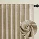 Novecozy Natural Linen Curtains 96 Inch Length, Farmhouse Rod Pocket Back Tab Linen Textured Light Filtering Soft Semi Sheer Window Treatment Drapes for Bedroom Living Room,2 Panels Set, Linen