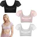 3 Pieces Breathable Underarm Sweat Vest Armpit Sweat-Proof Pads Vest for Sweating Women Reusable Short Sleeve Armpit Sweat Resistant Pads Shirts for Women Girls Under Armpits