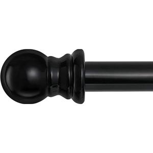Black Curtain Rods for Windows 48 to 84" - 1 inch Stainless Steel Window Curtain Rod, Adjustable Drapery Rods Heavy Duty for Kitchen,Sliding Door,Bedroom (3 Brackets)