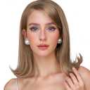 Blonde Wig for White Women Straight Shoulder Length Wigs Syntheic Fiber Wig for Daily Part Use