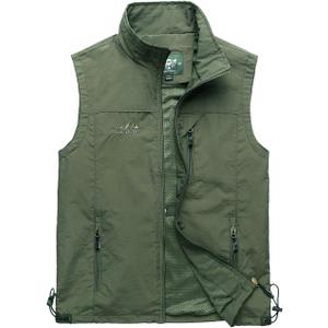 Hixiaohe Mens Lightweight Vest Outerwear Casual Summer Outdoor Travel Vest for Hiking Fishing Golf Photo Work with Pockets (Small, Army Green)