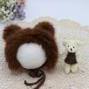 Vemonllas Newborn Photography Props Outfits Girl Boy Teddy Bear Hat with Wrap Stretch Blanket Baby Photo Props (Coffee)