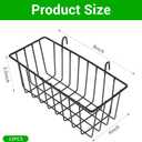 12 Pcs Wire Baskets, Wall Grid Panel Hanging Baskets for Storage and Display in Kitchen Bathroom Home Decor Supplies, No Drilling, Black