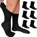 Cotton Diabetic Crew Socks - 6 Pairs Thin, Black Diabetic Socks for Men Size 13-15 Non-Binding & Seamless